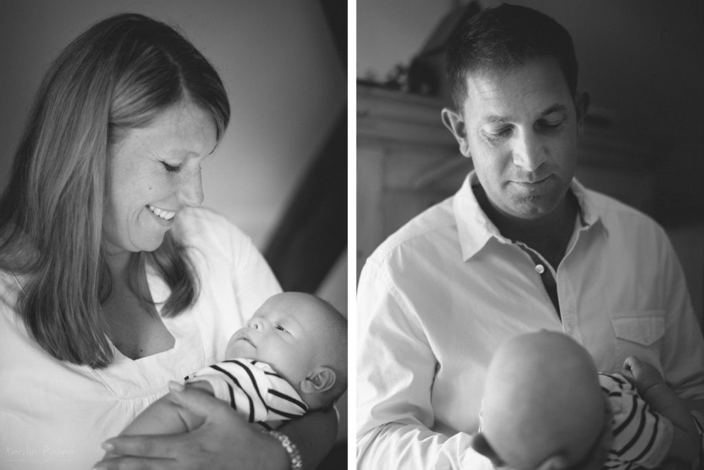 Familienfoto mit Baby schwarz weiß
